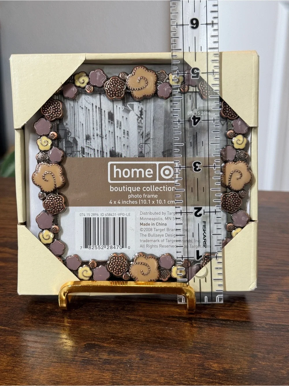 Boutique Collection Floral Accent 4x4 Photo Frame - Purple/Tan